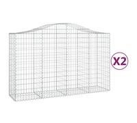 vidaXL Arched Gabion Baskets 2 pcs 200x50x120/140 cm Galvanised Iron, Silver