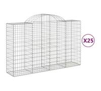 vidaXL Arched Gabion Baskets 25 pcs 200x50x120/140 cm Galvanised Iron