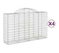 vidaXL Arched Gabion Baskets 4 pcs 200x50x120/140 cm Galvanised Iron, Silver