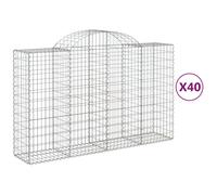 (200 x 50 x 120/140 cm/ 40 pcs) vidaXL Arched Gabion Basket Stone Basket Gabion Retaining Wall Galvanised Iron