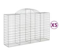 vidaXL Arched Gabion Baskets 5 pcs 200x50x120/140 cm Galvanised Iron, Silver