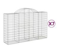 (200 x 50 x 120/140 cm/ 7 pcs) vidaXL Arched Gabion Basket Stone Basket Gabion Retaining Wall Galvanised Iron