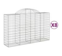 (200 x 50 x 120/140 cm/ 8 pcs) vidaXL Arched Gabion Basket Stone Basket Gabion Retaining Wall Galvanised Iron