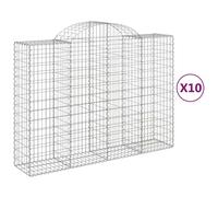 (200 x 50 x 140/160 cm/ 10 pcs) vidaXL Arched Gabion Basket Stone Basket Gabion Retaining Wall Galvanised Iron