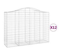 vidaXL Arched Gabion Baskets 12 pcs 200x50x140/160 cm Galvanised Iron