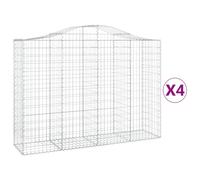 vidaXL Arched Gabion Baskets 4 pcs 200x50x140/160 cm Galvanised Iron, Silver