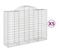 (200 x 50 x 140/160 cm/ 5 pcs) vidaXL Arched Gabion Basket Stone Basket Gabion Retaining Wall Galvanised Iron