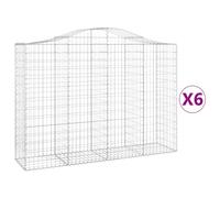 vidaXL Arched Gabion Baskets 6 pcs 200x50x140/160 cm Galvanised Iron, Silver