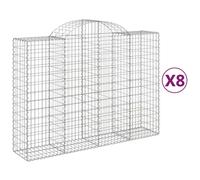 vidaXL Arched Gabion Baskets 8 pcs 200x50x140/160 cm Galvanised Iron