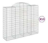 (200 x 50 x 160/180 cm/ 13 pcs) vidaXL Arched Gabion Basket Stone Basket Gabion Retaining Wall Galvanised Iron