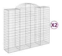 vidaXL Arched Gabion Baskets 2 pcs 200x50x160/180 cm Galvanised Iron, Silver