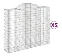 vidaXL Arched Gabion Baskets 5 pcs 200x50x160/180 cm Galvanised Iron, Silver