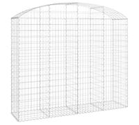 vidaXL Arched Gabion Basket - 200x50x160/180 cm Galvanised Iron Mesh Wire for Garden Barrier, Outdoor Decorative Stone Wall