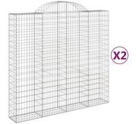 vidaXL Arched Gabion Baskets 2 pcs 200x50x180/200 cm Galvanised Iron, Silver
