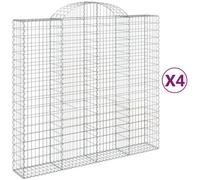 vidaXL Arched Gabion Baskets 4 pcs 200x50x180/200 cm Galvanised Iron, Silver