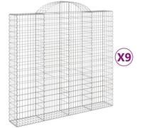 (200 x 50 x 180/200 cm/9 pcs) vidaXL Arched Gabion Basket Stone Basket Gabion Retaining Wall Galvanised Iron