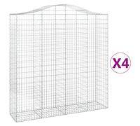 (200 x 50 x 200/220 cm/ 4 pcs) vidaXL Arched Gabion Basket Stone Basket Gabion Retaining Wall Galvanised Iron