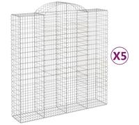vidaXL Arched Gabion Baskets 5 pcs 200x50x200/220 cm Galvanised Iron, Silver