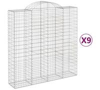 (200 x 50 x 200/220 cm/ 9 pcs) vidaXL Arched Gabion Basket Stone Basket Gabion Retaining Wall Galvanised Iron
