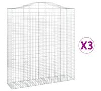 (200 x 50 x 220/240 cm/ 3 pcs) vidaXL Arched Gabion Basket Stone Basket Gabion Retaining Wall Galvanised Iron