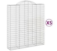 vidaXL Arched Gabion Baskets 5 pcs 200x50x220/240 cm Galvanised Iron, Silver