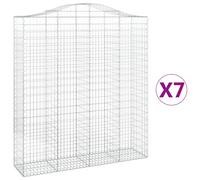 (200 x 50 x 220/240 cm/ 7 pcs) vidaXL Arched Gabion Basket Stone Basket Gabion Retaining Wall Galvanised Iron