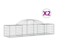 vidaXL Arched Gabion Baskets 2 pcs 200x50x40/60 cm Galvanised Iron, Silver