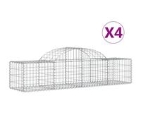vidaXL Arched Gabion Baskets 4 pcs 200x50x40/60 cm Galvanised Iron, Silver