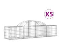 vidaXL Arched Gabion Baskets 5 pcs 200x50x40/60 cm Galvanised Iron, Silver