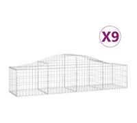 (200 x 50 x 40/60 cm/ 9 pcs) vidaXL Arched Gabion Basket Stone Basket Gabion Retaining Wall Galvanised Iron
