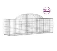 (200 x 50 x 60/80 cm/12 pcs) vidaXL Arched Gabion Basket Stone Basket Gabion Retaining Wall Galvanised Iron