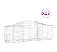 vidaXL Arched Gabion Baskets 13 pcs 200x50x60/80 cm Galvanised Iron, Silver
