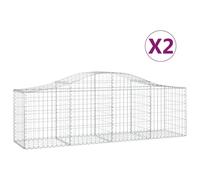 vidaXL Arched Gabion Baskets 2 pcs 200x50x60/80 cm Galvanised Iron, Silver