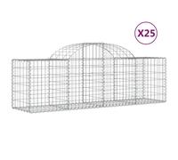 vidaXL Arched Gabion Baskets 25 pcs 200x50x60/80 cm Galvanised Iron 3146294, Silver