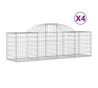 vidaXL Arched Gabion Baskets 4 pcs 200x50x60/80 cm Galvanised Iron, Silver