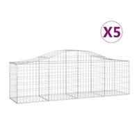 vidaXL Arched Gabion Baskets 5 pcs 200x50x60/80 cm Galvanised Iron, Silver
