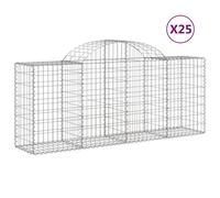 vidaXL Arched Gabion Baskets 25 pcs 200x50x80/100 cm Galvanised Iron
