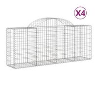 (200 x 50 x 80/100 cm/ 4 pcs) vidaXL Arched Gabion Basket Stone Basket Gabion Retaining Wall Galvanised Iron
