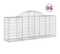 vidaXL Arched Gabion Baskets 6 pcs 200x50x80/100 cm Galvanised Iron, Silver