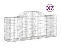 (200 x 50 x 80/100 cm/ 7 pcs) vidaXL Arched Gabion Basket Stone Basket Gabion Retaining Wall Galvanised Iron