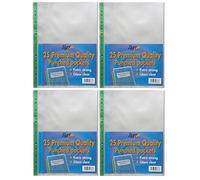 200 x Extra Strong A4 Plastic Wallets Premium 90 Micron + Glass Clear Poly Pockets Files
