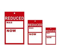 200 X Large Reduced was/Now, Cards Tagging Gun Hanger Swing Tickets - Size Large - 12.5cm (L) x 7.5cm (W)