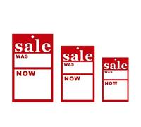 200 X Large Sale was/Now, Cards Tagging Gun Hanger Swing Tickets - Size Large - 12.5cm (L) x 7.5cm (W)