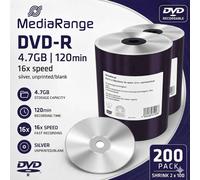 100 Mediarange Shiny Silver Thermal Blank DVD-R DVD 16x 4.7GB Shrinkwrap MR422