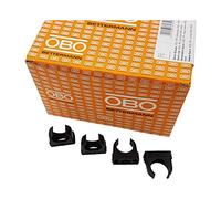 200 x OBO Bettermann M25 Quick Clamps, Clamps, Pipe Clamps, Stackable, Deep Black, 25 mm, Pack of 100