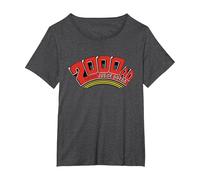 2000 AD Comics Red Featuring Judge Dredd T-Shirt, Women's Plus, Dark Heather Grey, 6X