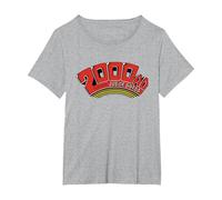 2000 AD Comics Red Featuring Judge Dredd T-Shirt, Women's Plus, Heather Grey, 1X