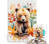 2000 Adult Pieces Jigsaw Puzzle Bear cub with autumn leaves Mustermontage Jedes Stück ist einzigartig Anspruchsvolles Familienspiel70x100cm