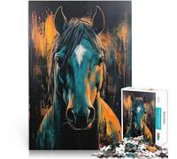 2000 Adult Pieces Jigsaw Puzzle Teal Horse Portrait Dekomprimierendes intellektuelles Lernspielzeug für Heimdekoration70x100cm