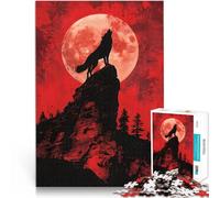2000 Adult Pieces Jigsaw Puzzle Wolf Howling at Blood Moon Familienspaß mit vollständig ineinander greifenden, zufällig geformten Teilen70x100cm